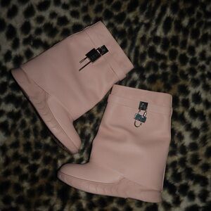 Pink Ankle Boots with Buckle Detail